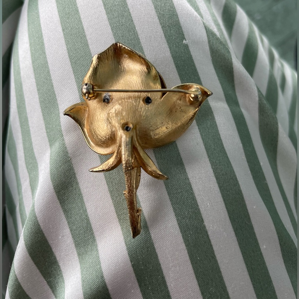 Vintage 18k Gold Plated Rose Brooch - Picture 8 of 10